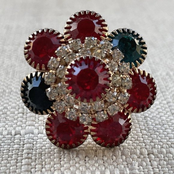 Women Ring Fashion Jewelry Multi Color Crystals Ring Size Adjustable 6 To 8 - Picture 3 of 12